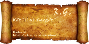 Kállai Gergő névjegykártya